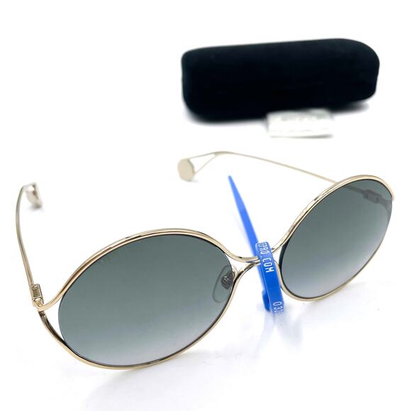 Gucci Round Sunglasses Round Pearl Tip Gold Metal Frame GG0253S - Picture 1 of 15